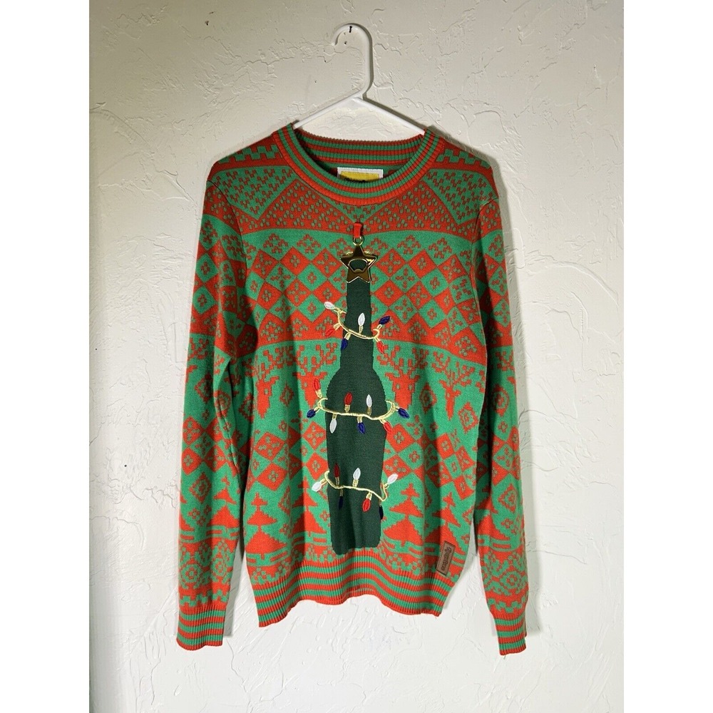 Tipsy Elves Christmas ugly sweater Men's large with attached bottle opener. Fun!